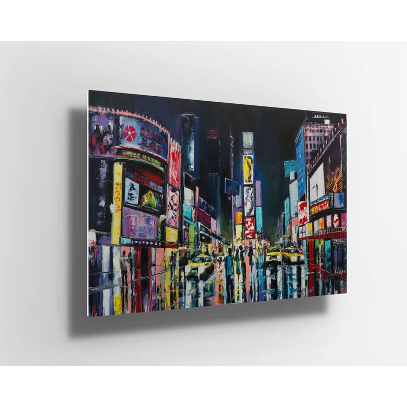 Times Square New York Oil Painting UV Direct Aluminum Print Australian Made Quality
