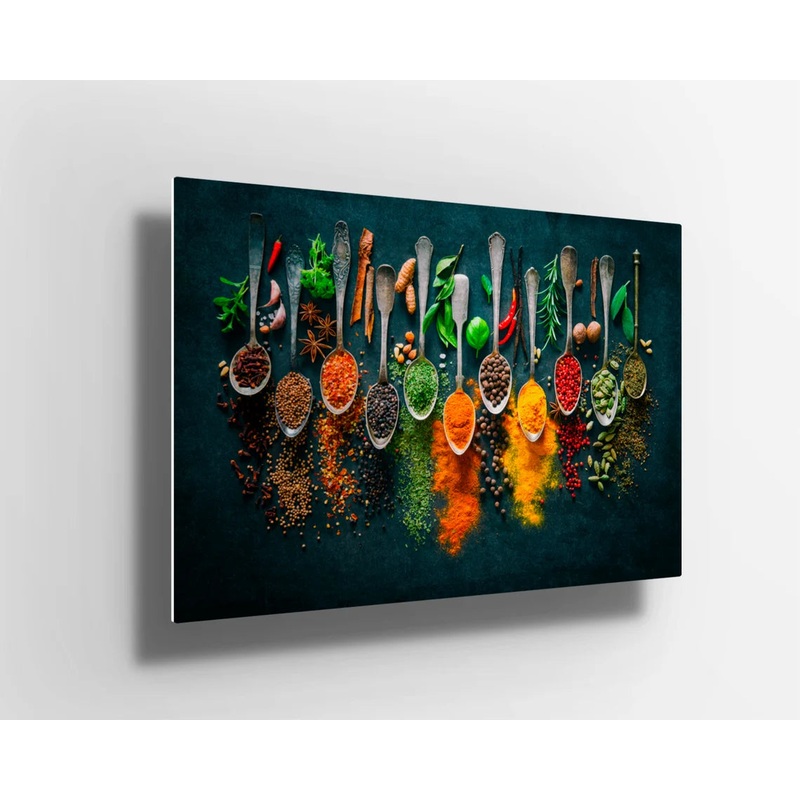 Various spices cooking herbs kitchen UV Direct Aluminum Print Australian Made Quality