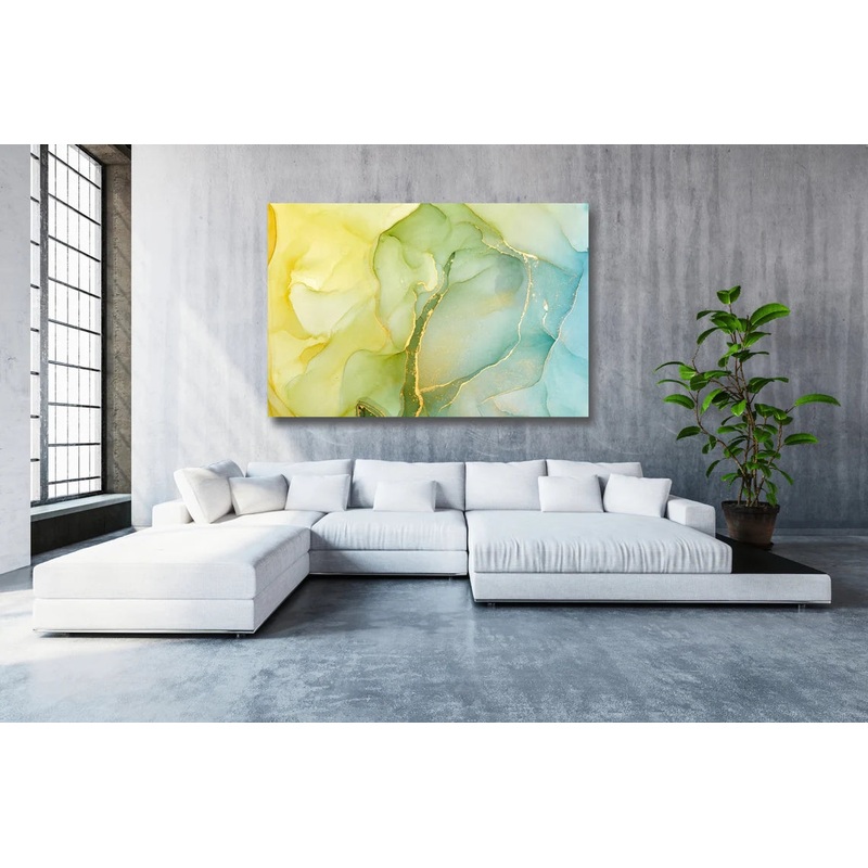Abstract Green Ink Wall Art UV Direct Aluminum Print Australian Made Quality
