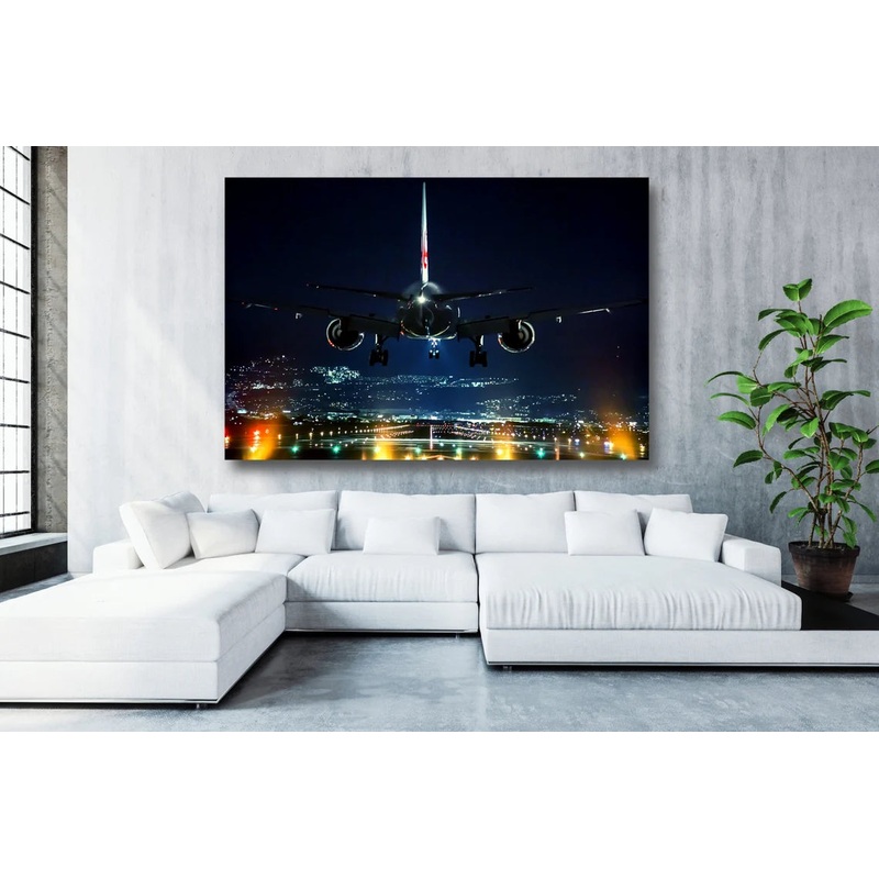 Aircraft Night Flight UV Direct Aluminum Print Australian Made Quality