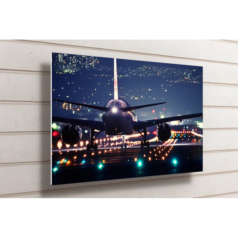 Aircraft Night Flight View UV Direct Aluminum Print Australian Made Quality