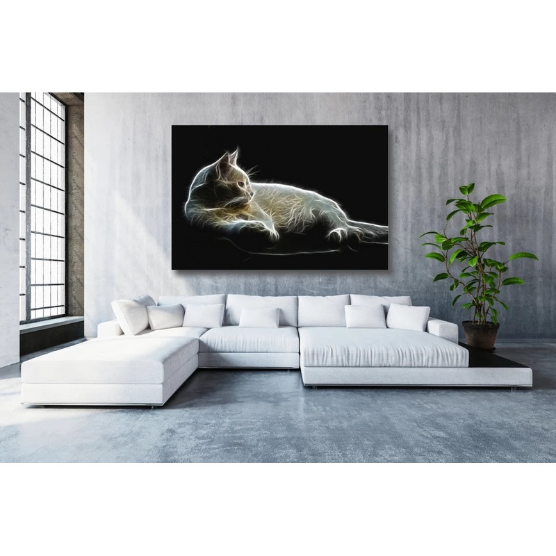 Cat Fractal Wall Art UV Direct Aluminum Print Australian Made Quality