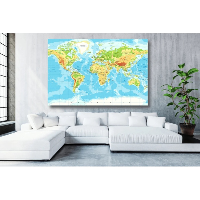 Classic World Map UV Direct Aluminum Print Australian Made Quality