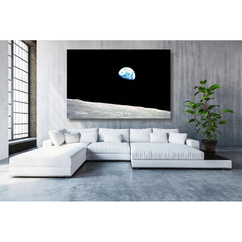 Earth View From Moon UV Direct Aluminum Print Australian Made Quality