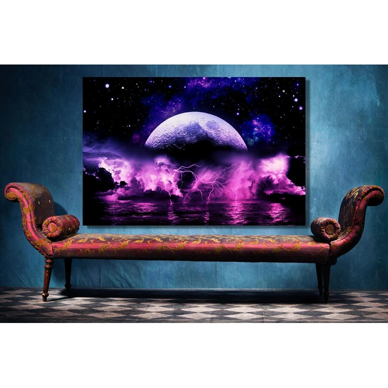 Full Moon Lightning Strike UV Direct Aluminum Print Australian Made Quality