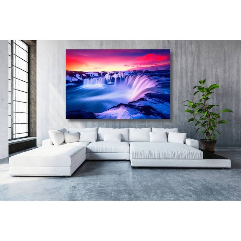 Godafoss Waterfall Wall Art UV Direct Aluminum Print Australian Made Quality
