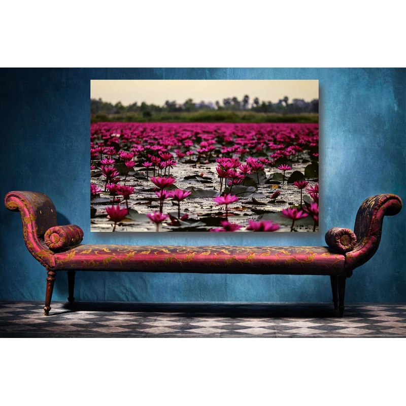 Lake Flowers Wall Art UV Direct Aluminum Print Australian Made Quality
