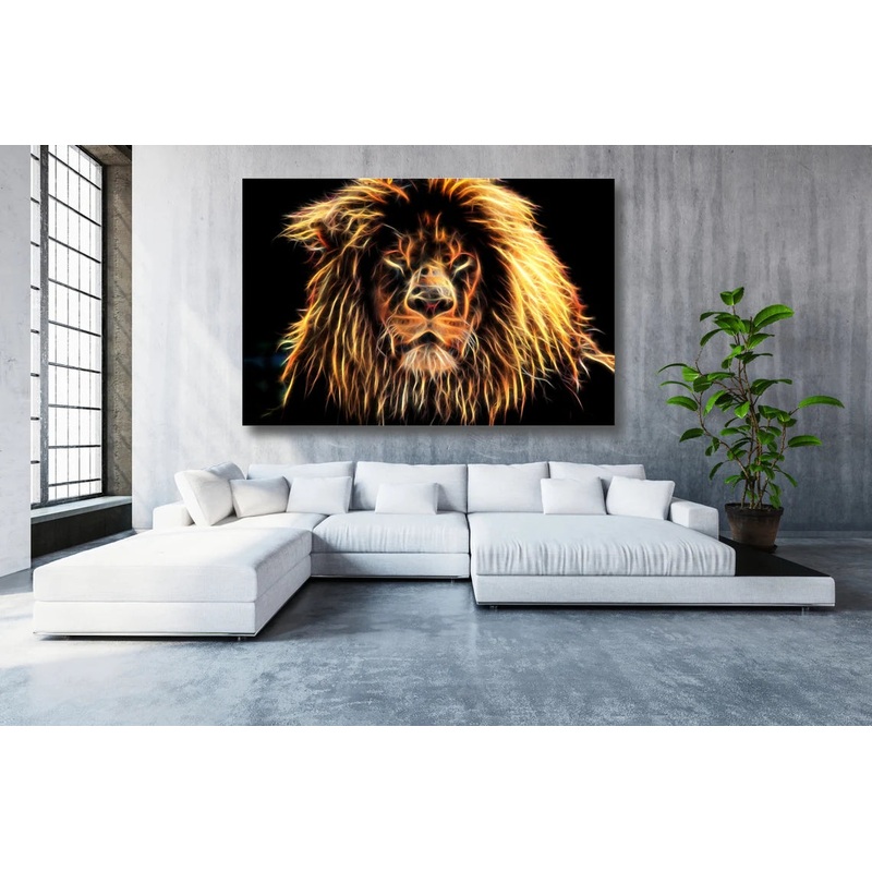 Lion Fractal Wall Art UV Direct Aluminum Print Australian Made Quality