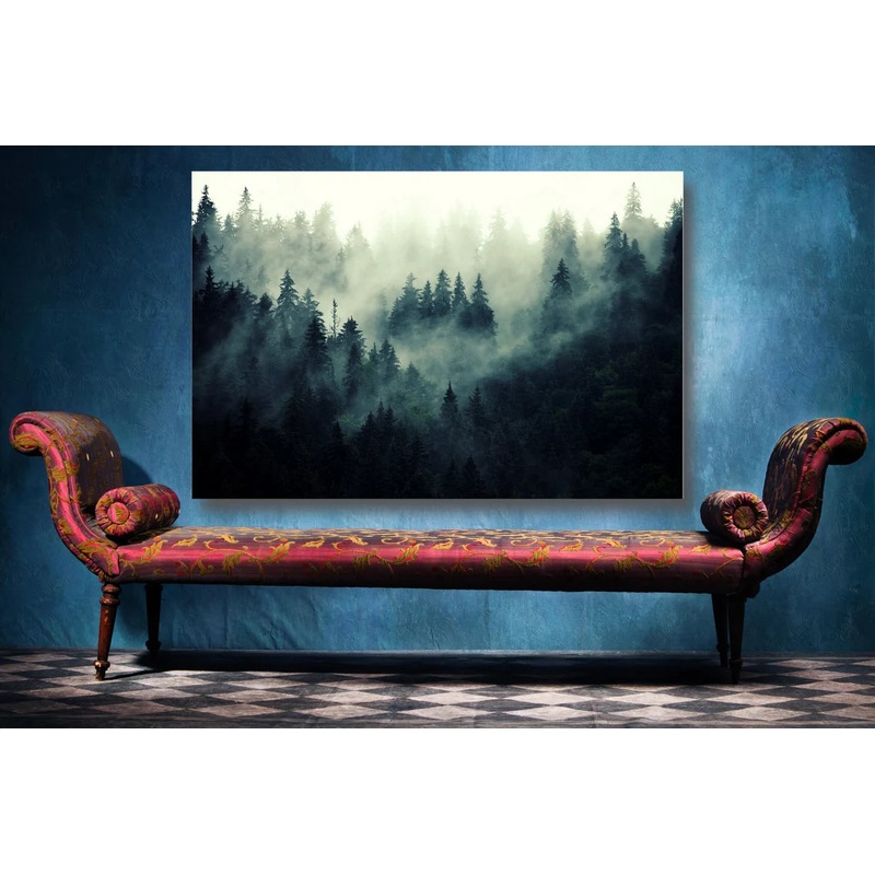 Misty Fir Tree Forest UV Direct Aluminum Print Australian Made Quality