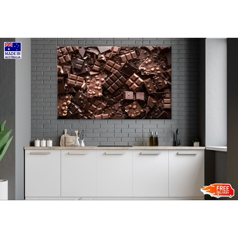 Assorted Chocolate Bar and Chunks Closeup Photograph Print 100% Australian Made