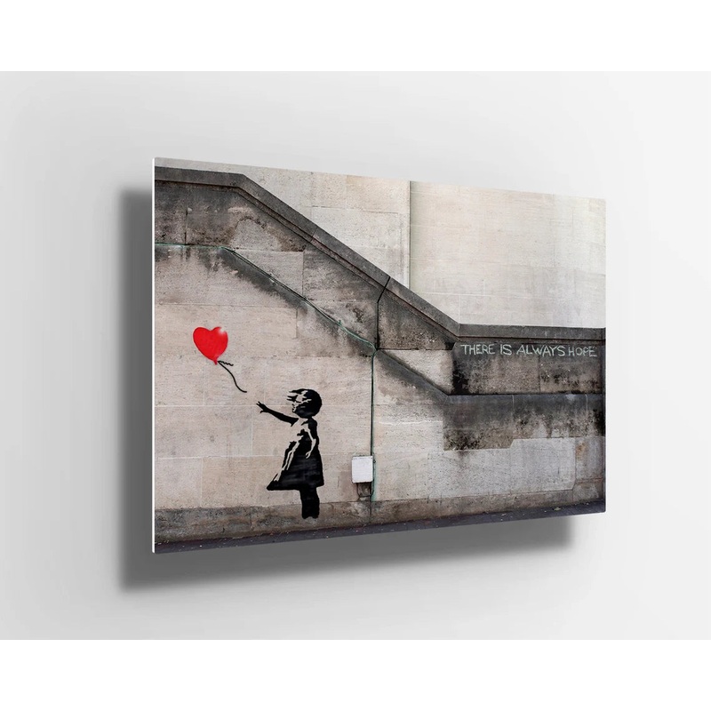 Banksy Graffiti Girl with Balloon UV Direct Aluminum Print Australian Made Quality