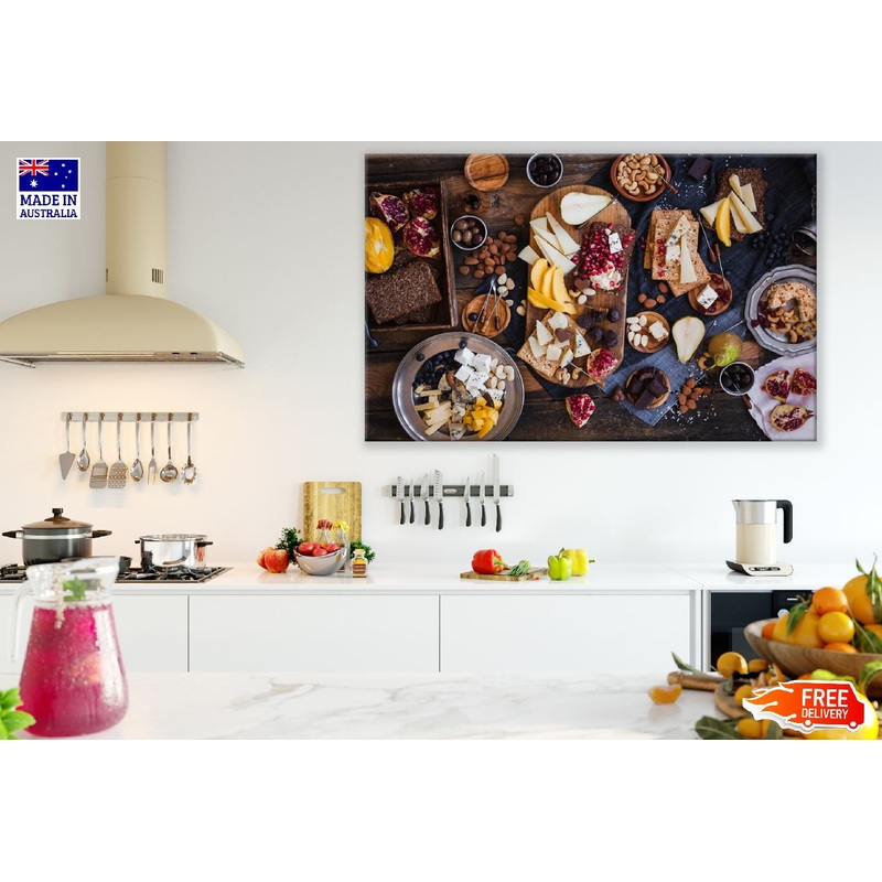 Cheese Nuts & Fruits Closeup Photograph Print 100% Australian Made