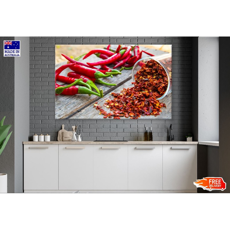 Chille & Chilli Pieces Closeup Photograph Print 100% Australian Made