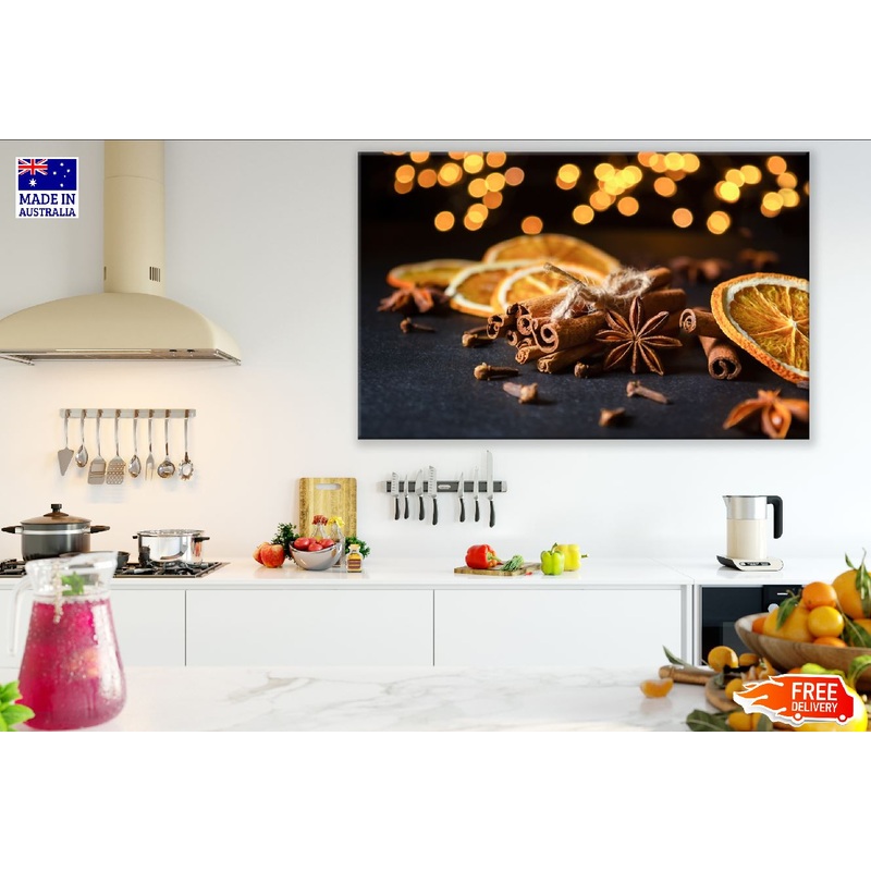 Cinnamon Sticks with Star Anise and Cloves Closeup Photograph Print 100% Australian Made