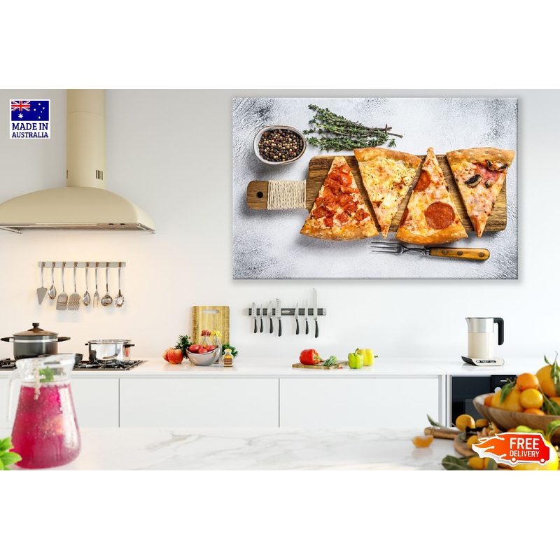 Classic Italian Pizza on a Wooden Cutting Board Print 100% Australian Made