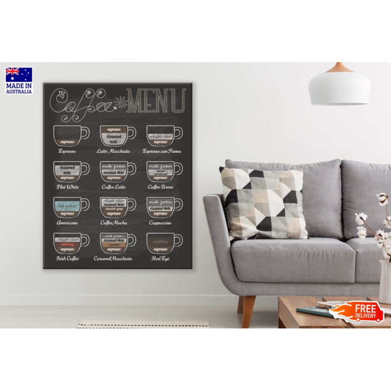 Cofee Menu Black Board Kitchen & Restaurant Print 100% Australian Made