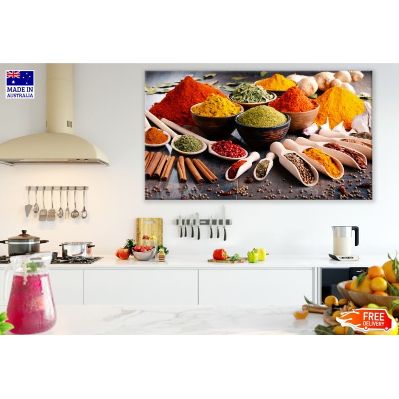 Colorful Kitchen Spices on a Table Photograph Print 100% Australian Made