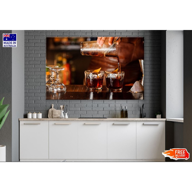 Fresh Alcoholic Drink & Glasses with Ice Cubes Print 100% Australian Made