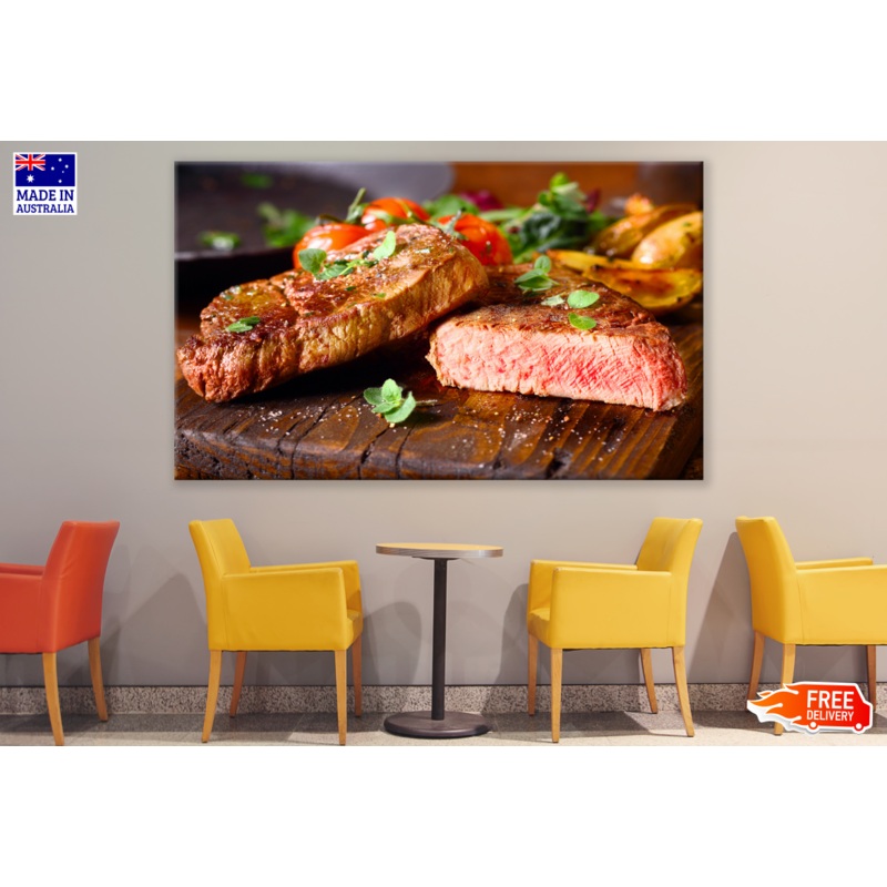 Grilled Lean Medium Rare Beef Steak Kitchen & Restaurant Print 100% Australian Made