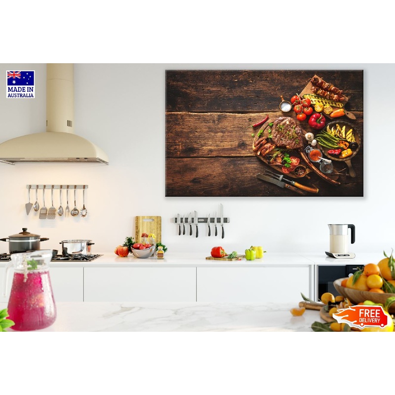 Grilled Meat and Vegetables Photograph Print 100% Australian Made