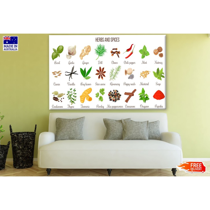 Herbs and Spices Vector Art Print 100% Australian Made