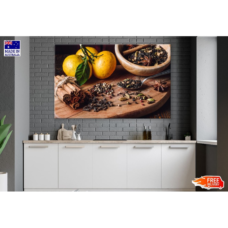 Indian Masala Chai Ingredients with Three Tangerines Photograph Print 100% Australian Made