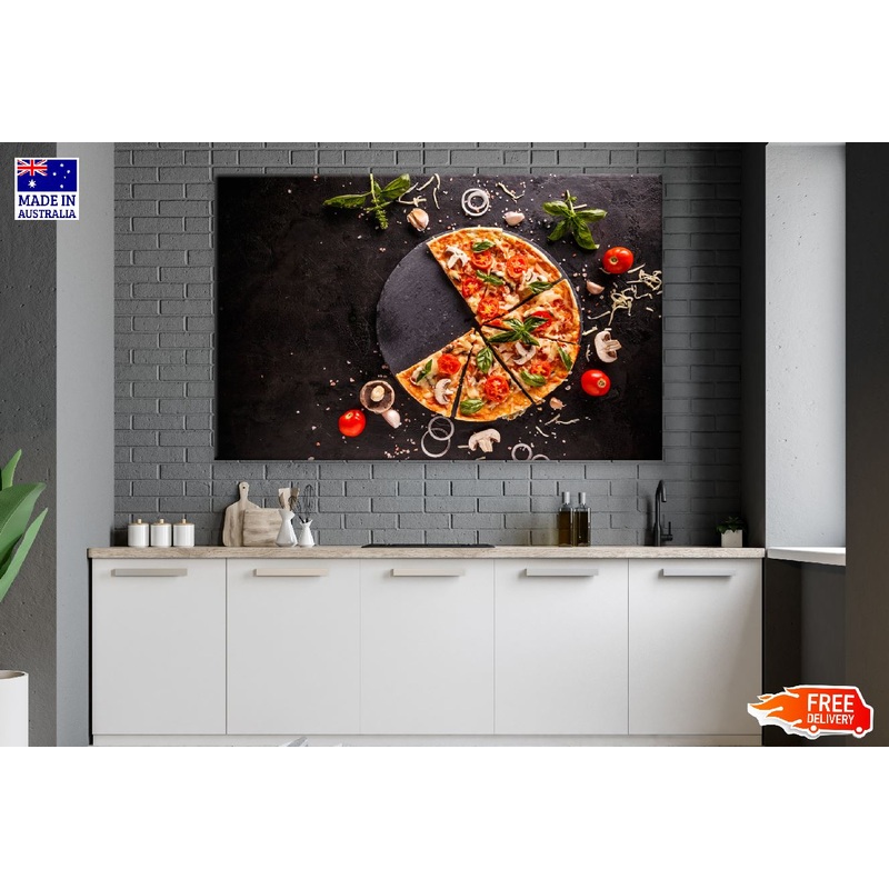 Italian Pizza with Mushrooms Tomatoes & Cheese Print 100% Australian Made