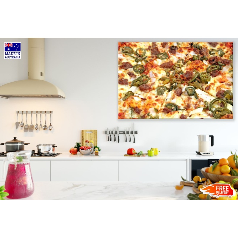 Jalapeno and Beef Pizza Closeup Photograph Print 100% Australian Made