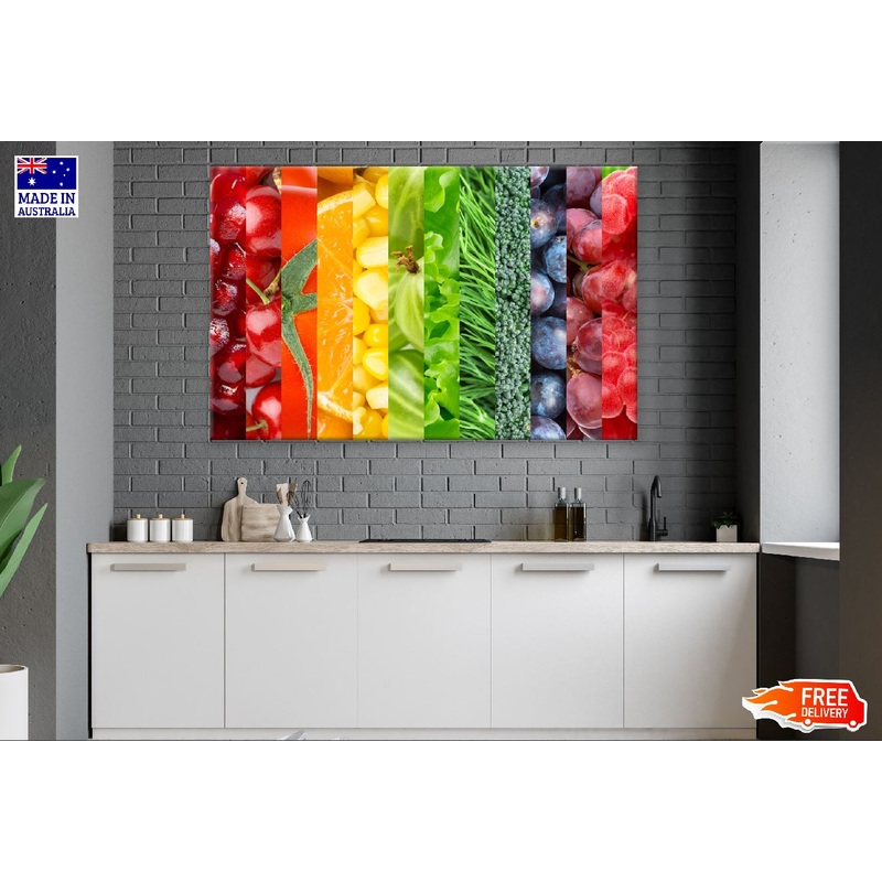 Organic Fruits and Vegetables Collage Design Print 100% Australian Made