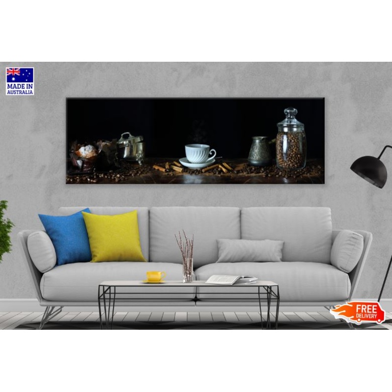 Panoramic Canvas Cups & Bottles High Quality 100% Australian made wall Canvas Print ready to hang