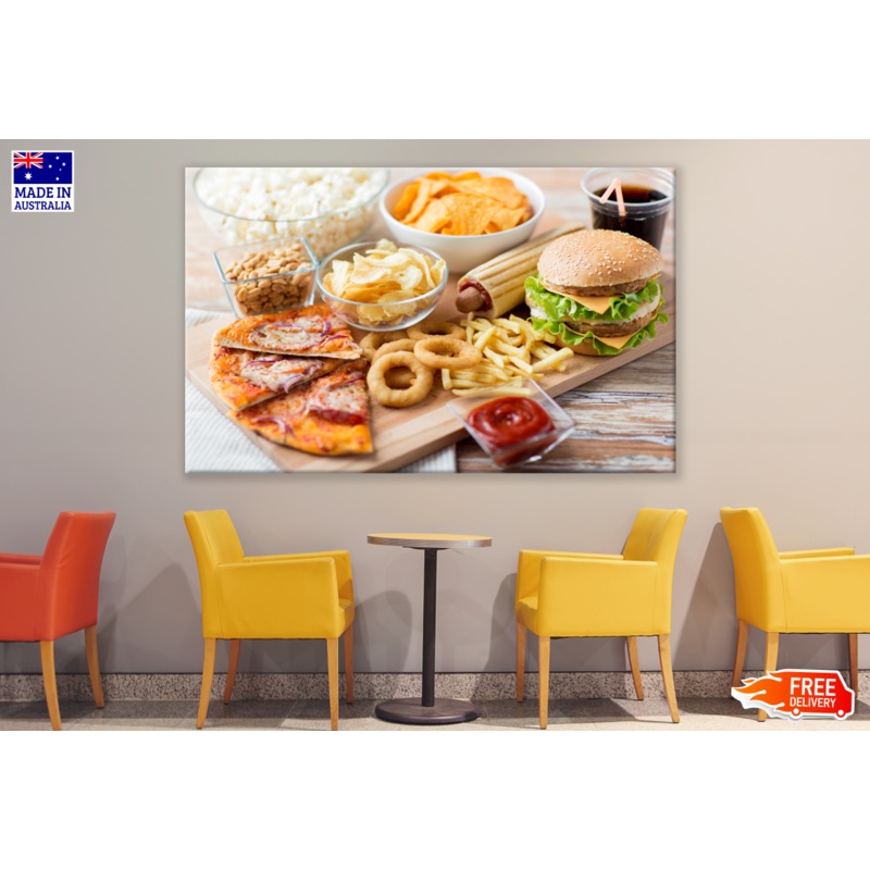 Pizza, Burgers & Crispy Bites Kitchen & Restaurant Print 100% Australian Made