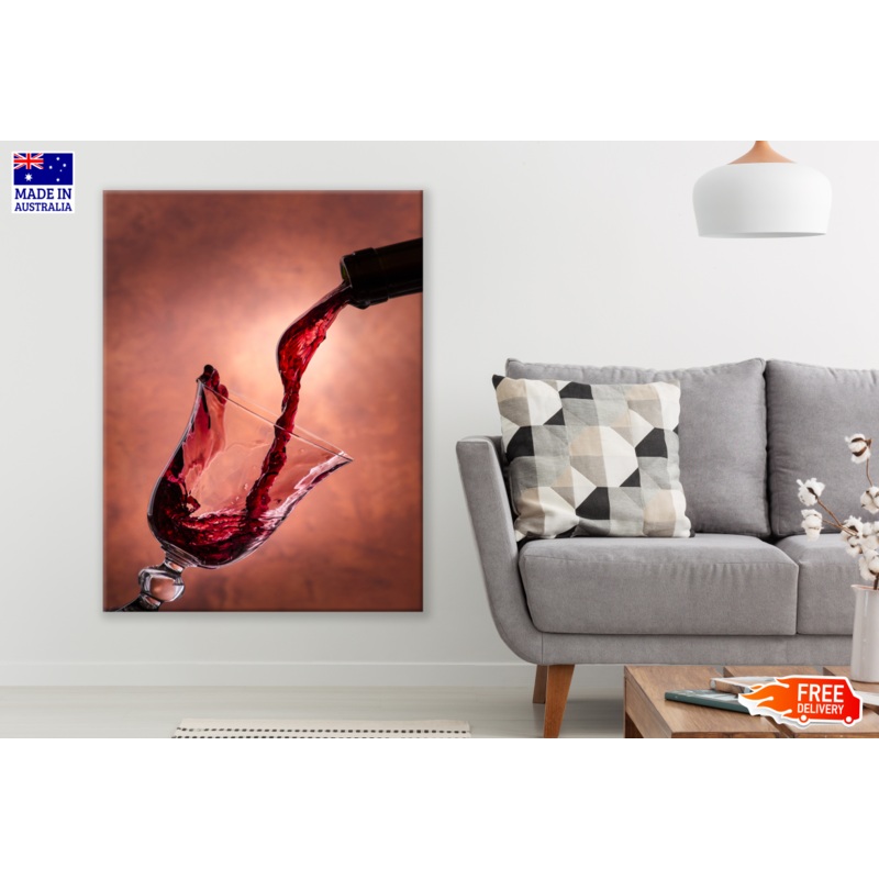 Red Wine Pouring to a Wine Glass Kitchen & Restaurant Print 100% Australian Made