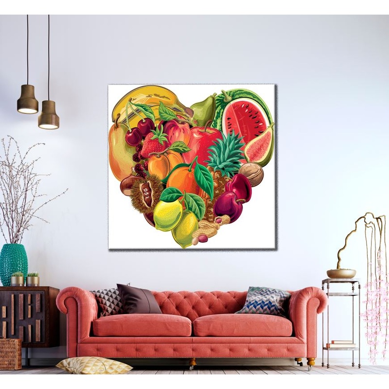 Square Canvas Heart Shaped Fruit Art High Quality Print 100% Australian Made