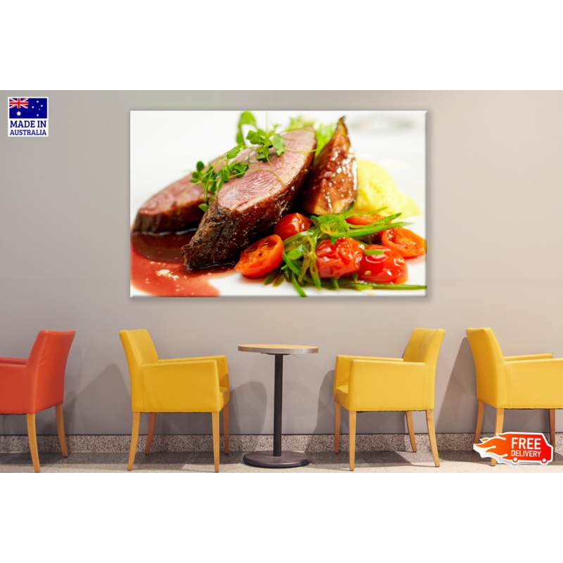 Steaks and Vegetables Dish Kitchen & Restaurant Print 100% Australian Made