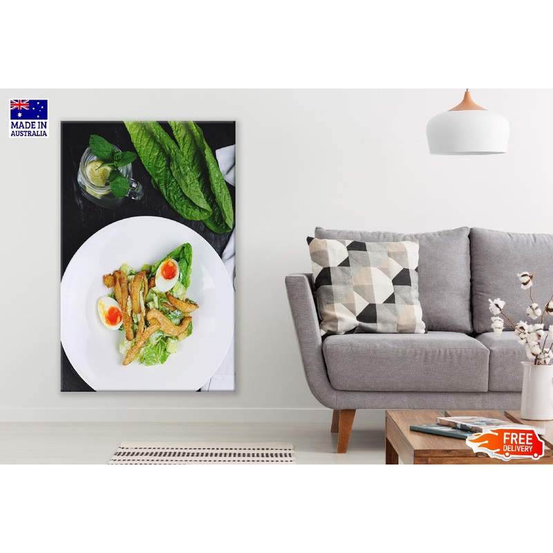 Green Spinach with Boiled Egg Salad Photograph Print 100% Australian Made