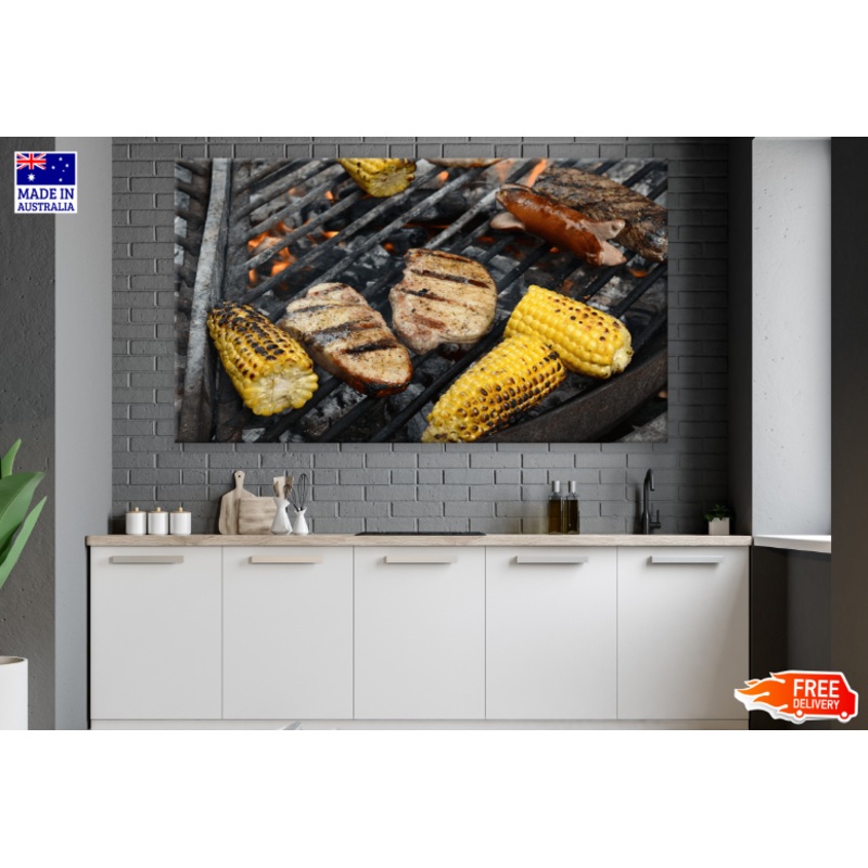 Grilled Meat With Corn Photograph Print 100% Australian Made