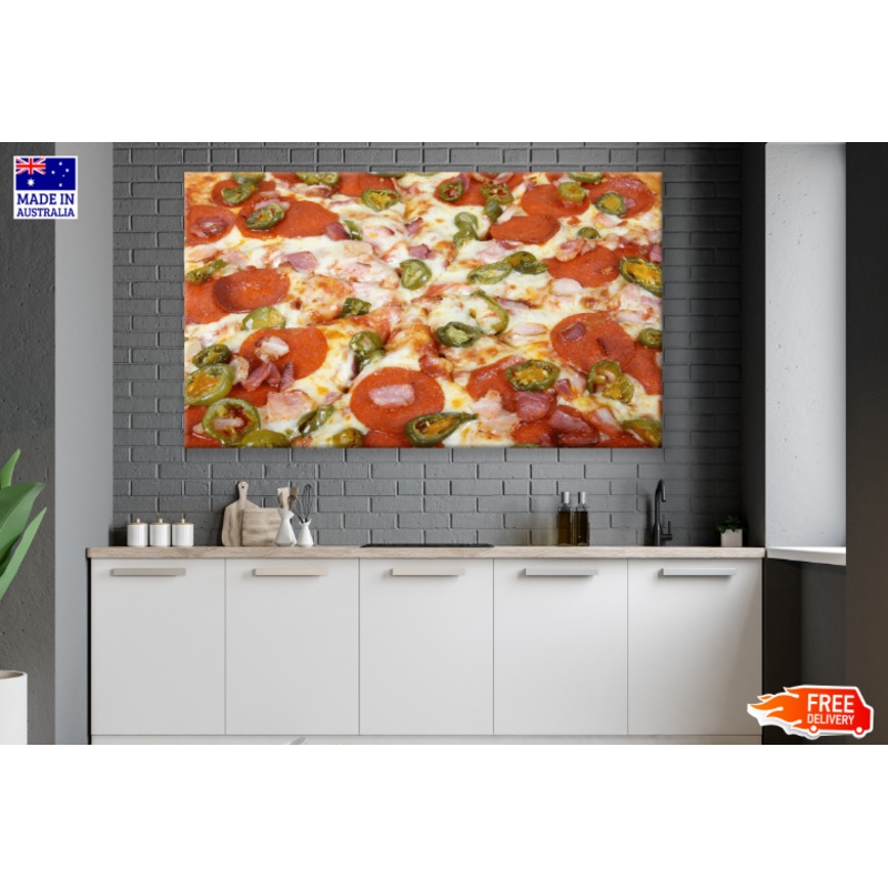 Hot Summer Jalapeno Pepper And Meat Pizza Print 100% Australian Made