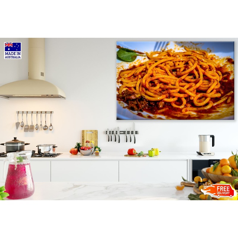 Spaghetti Pasta Closeup Photograph Print 100% Australian Made