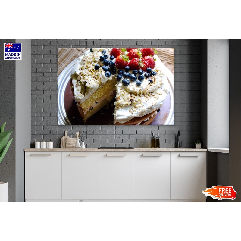 Strawberry & Berries Icing Cake Photograph Print 100% Australian Made